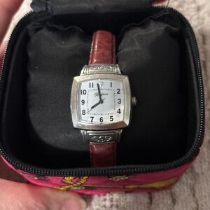 Brighton Orchard Watch 30mm Womens Square Dial Silver Tone Leather Working